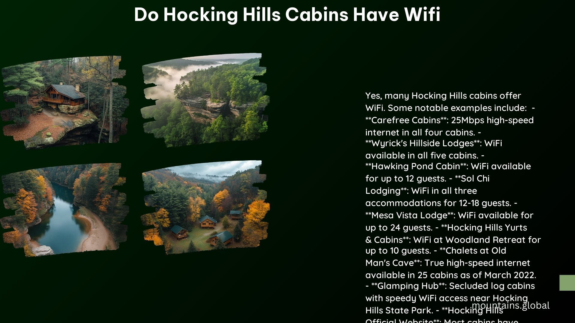 Do Hocking Hills Cabins Have WiFi