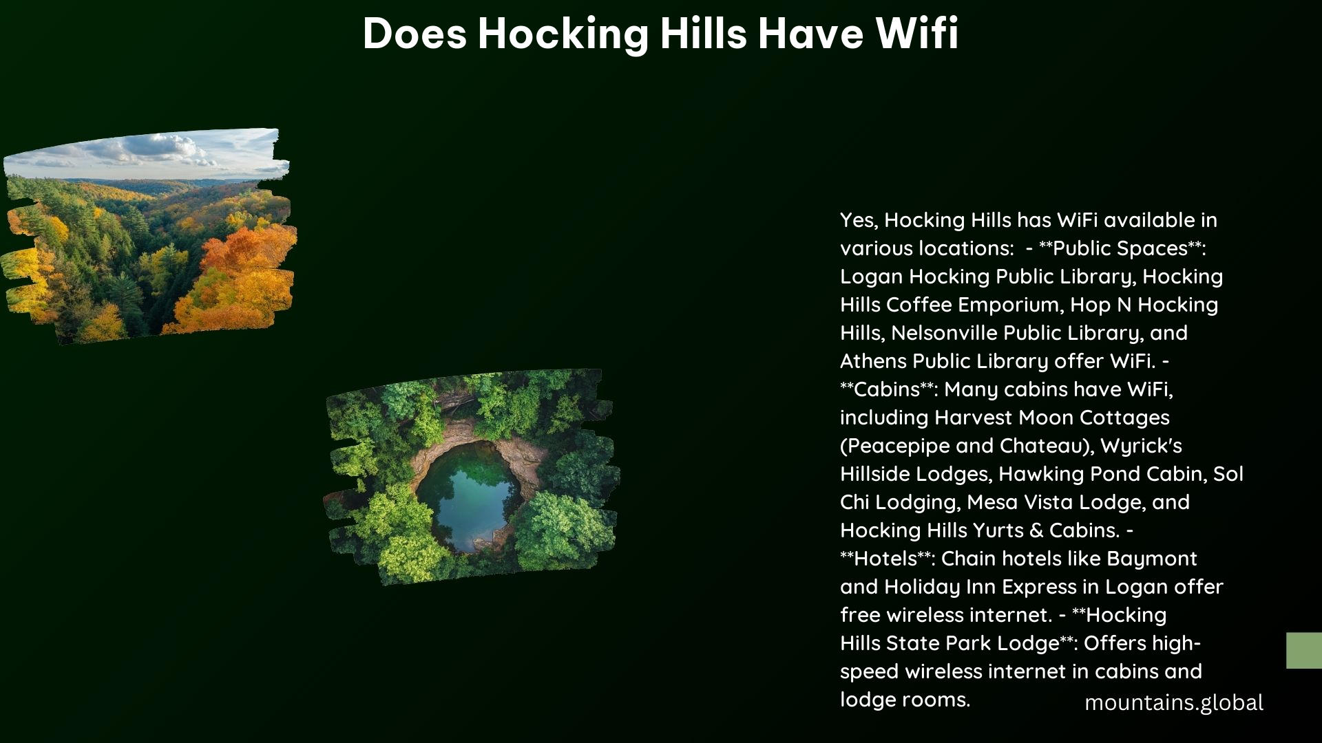 Does Hocking Hills Have WiFi