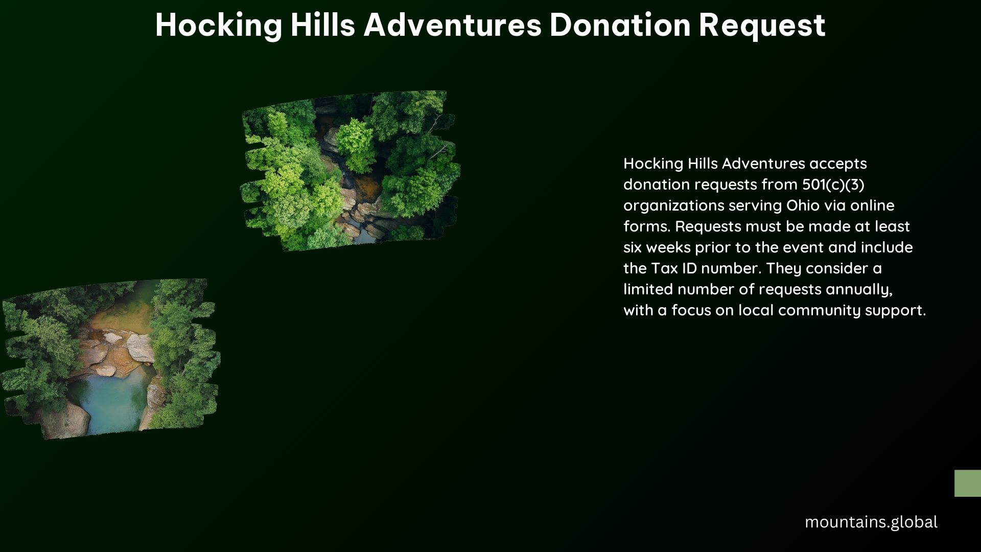 Hocking Hills Adventures Donation Request