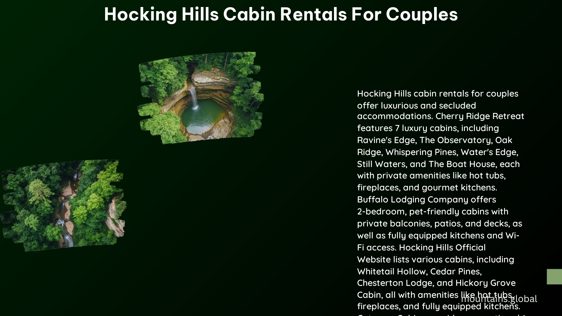 Hocking Hills Cabin Rentals for Couples