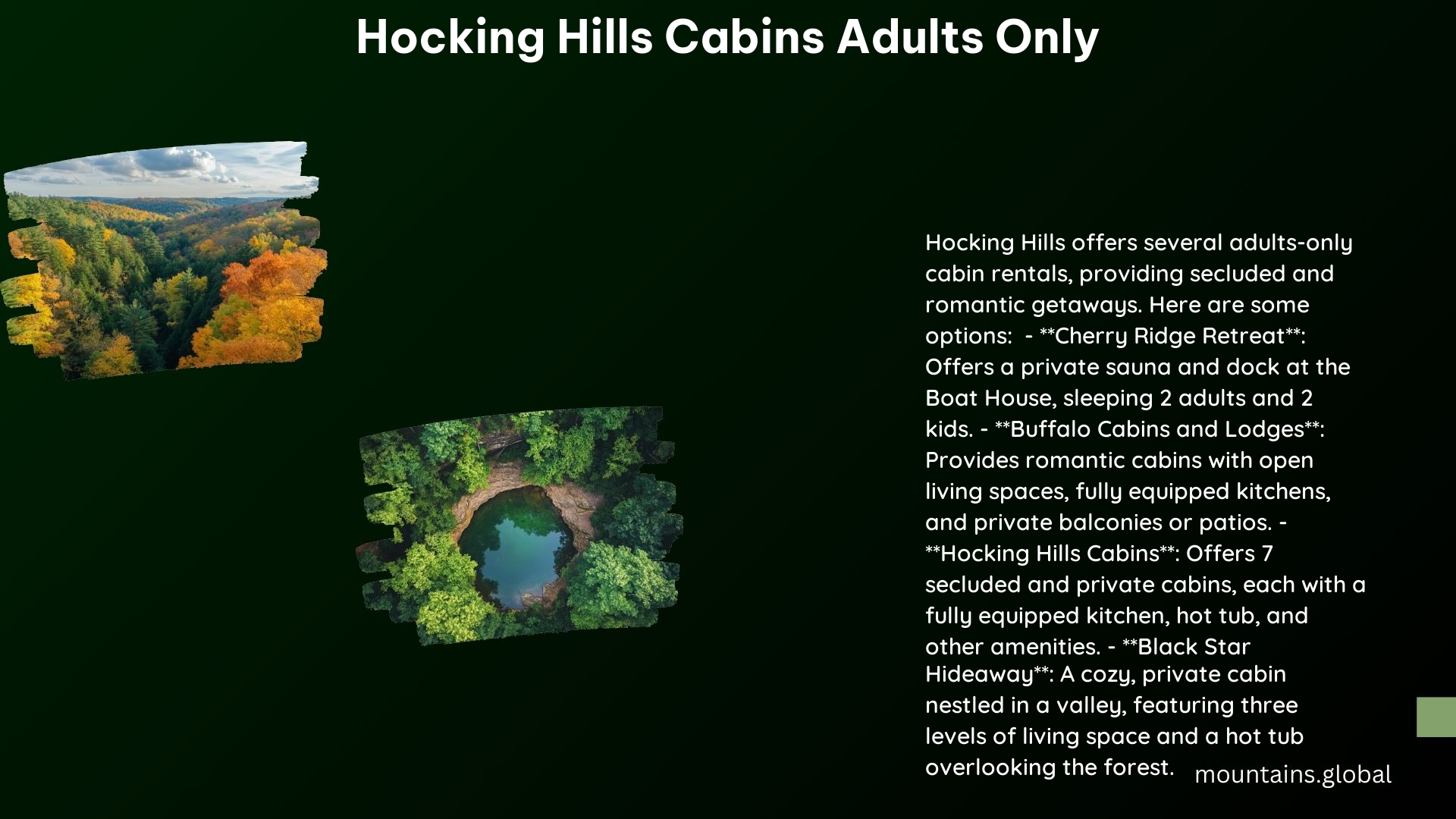 Hocking Hills Cabins Adults Only