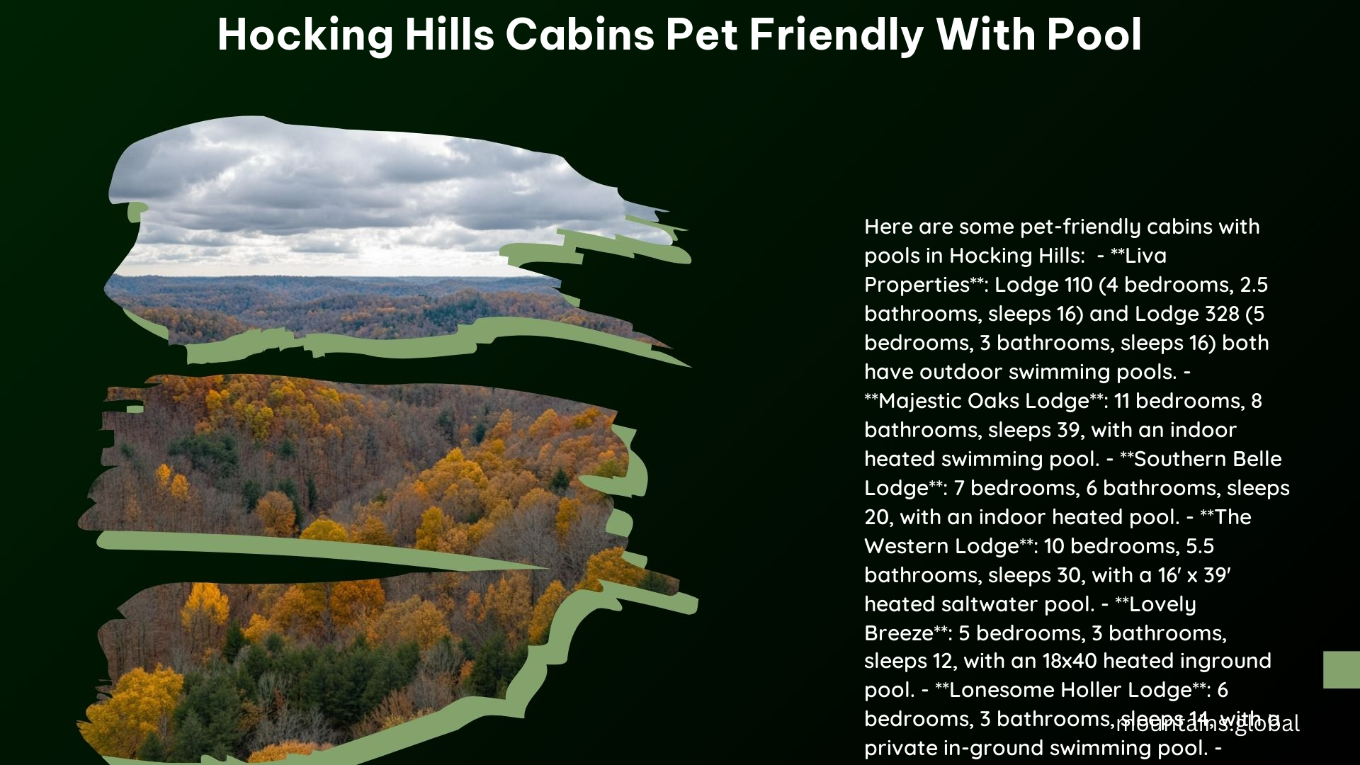 Hocking Hills Cabins Pet Friendly With Pool