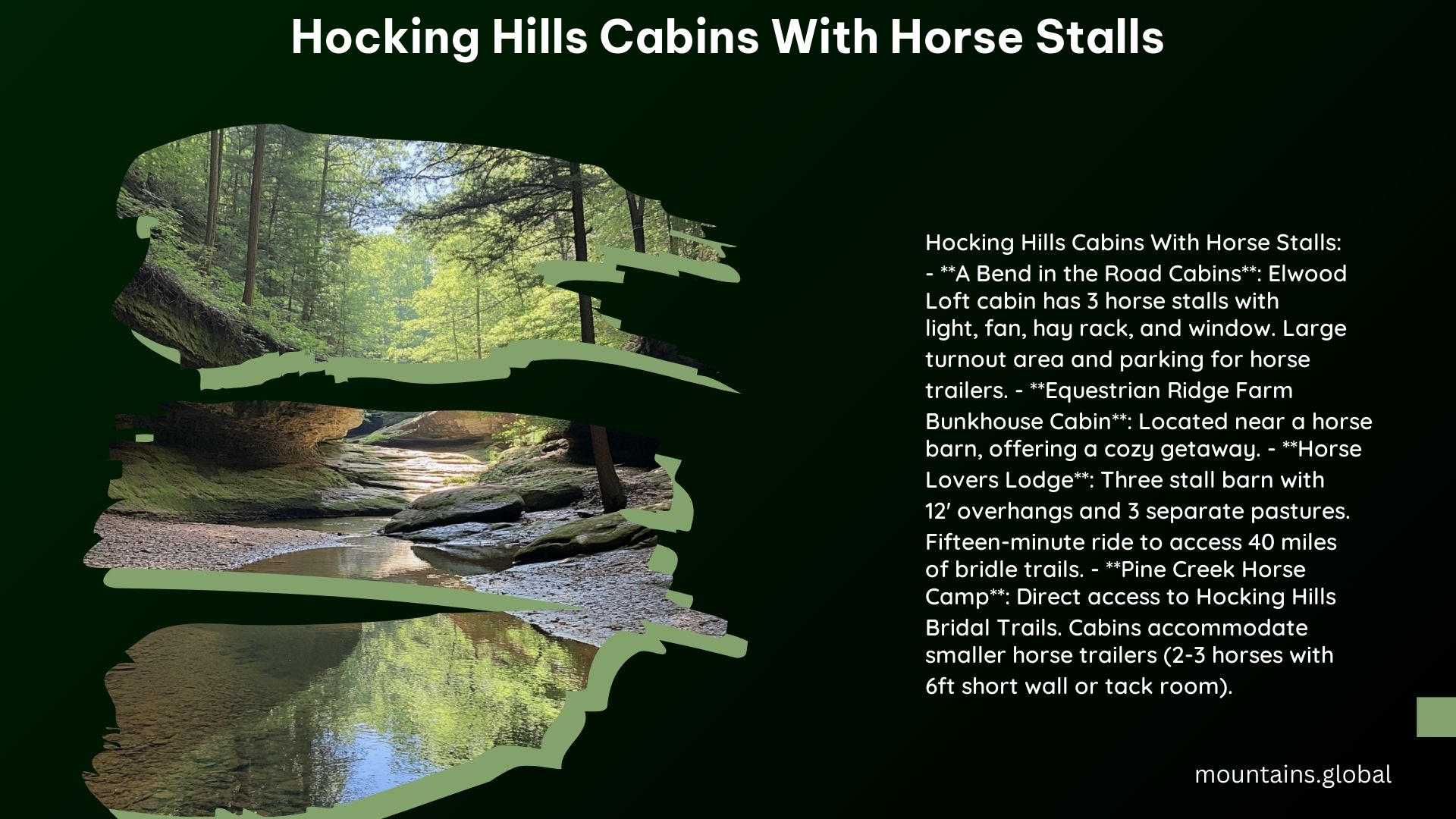 Hocking Hills Cabins With Horse Stalls