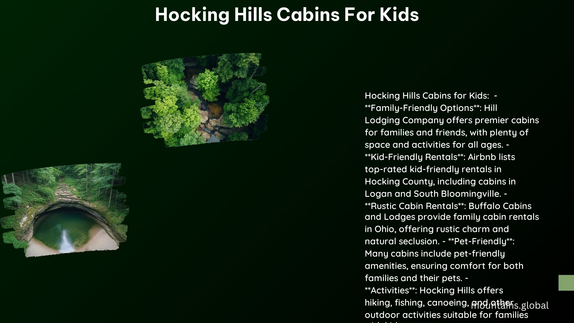 Hocking Hills Cabins for Kids