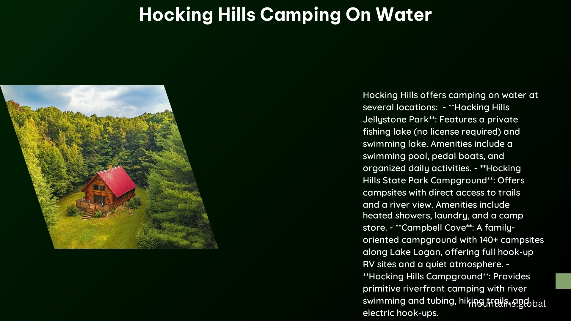 Hocking Hills Camping on Water