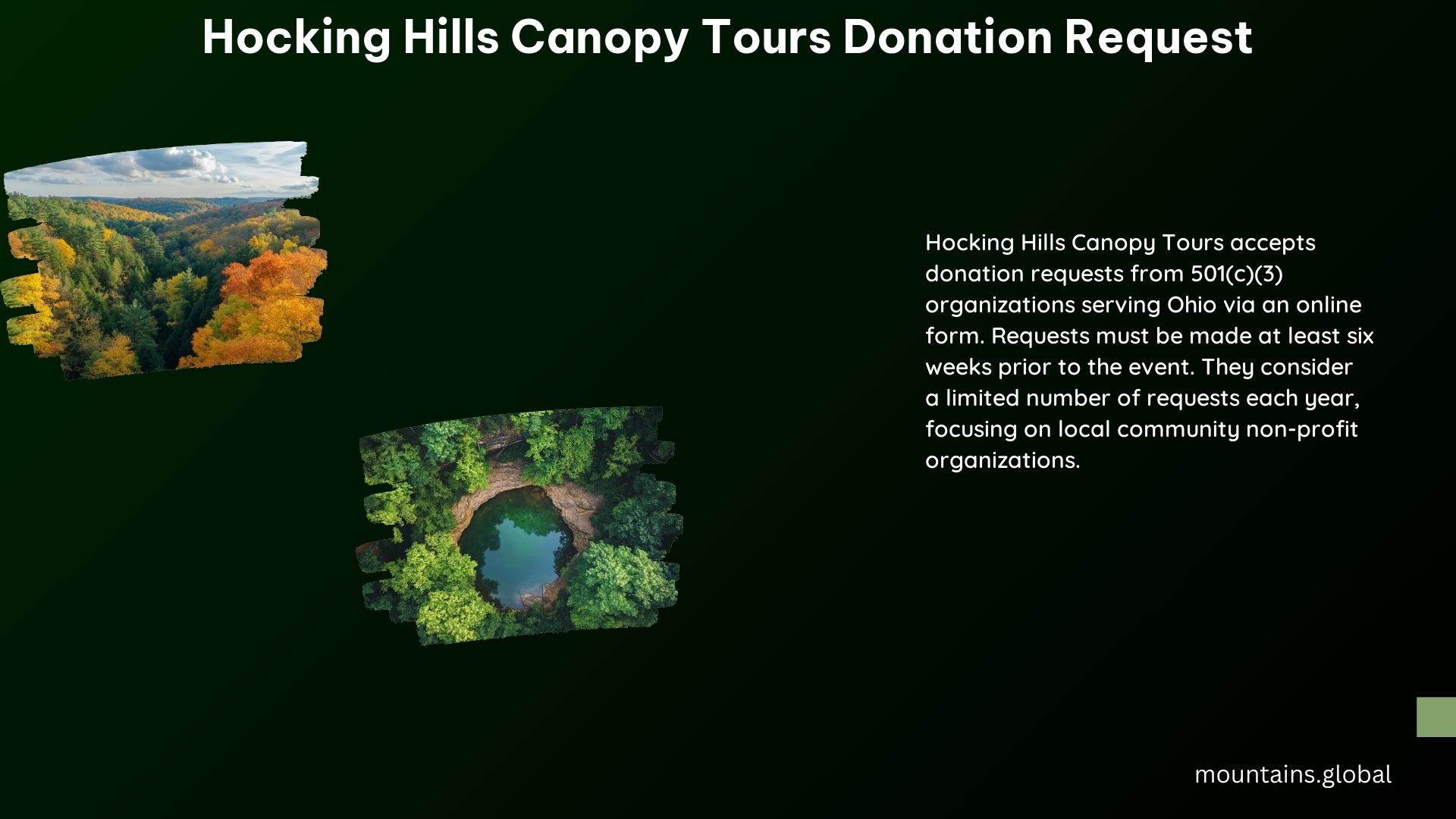 Hocking Hills Canopy Tours Donation Request