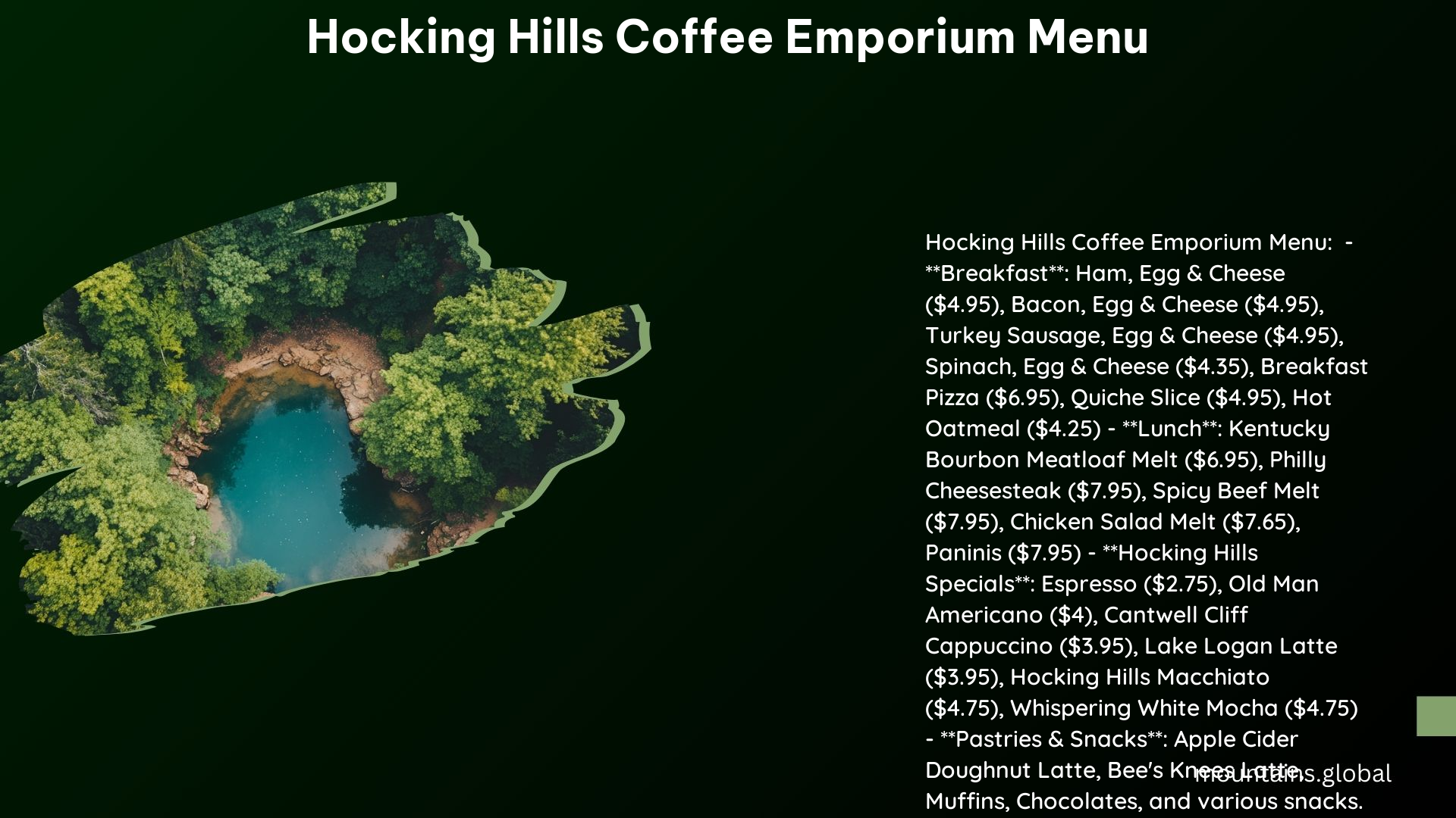 Hocking Hills Coffee Emporium Menu