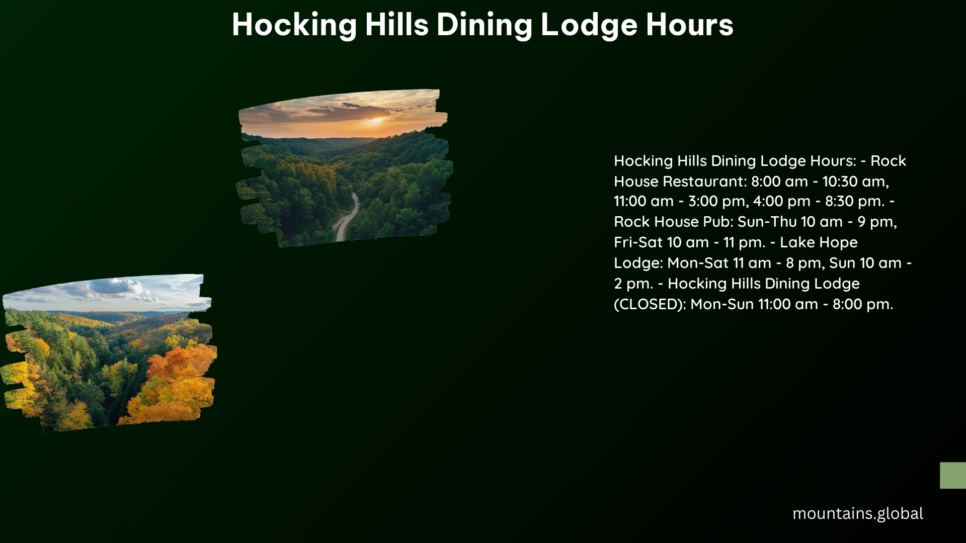 Hocking Hills Dining Lodge Hours