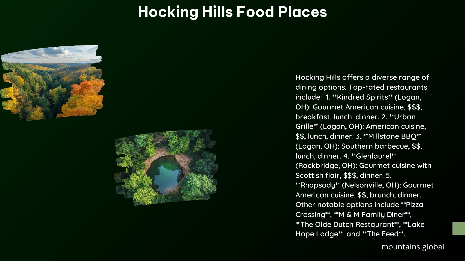 Hocking Hills Food Places