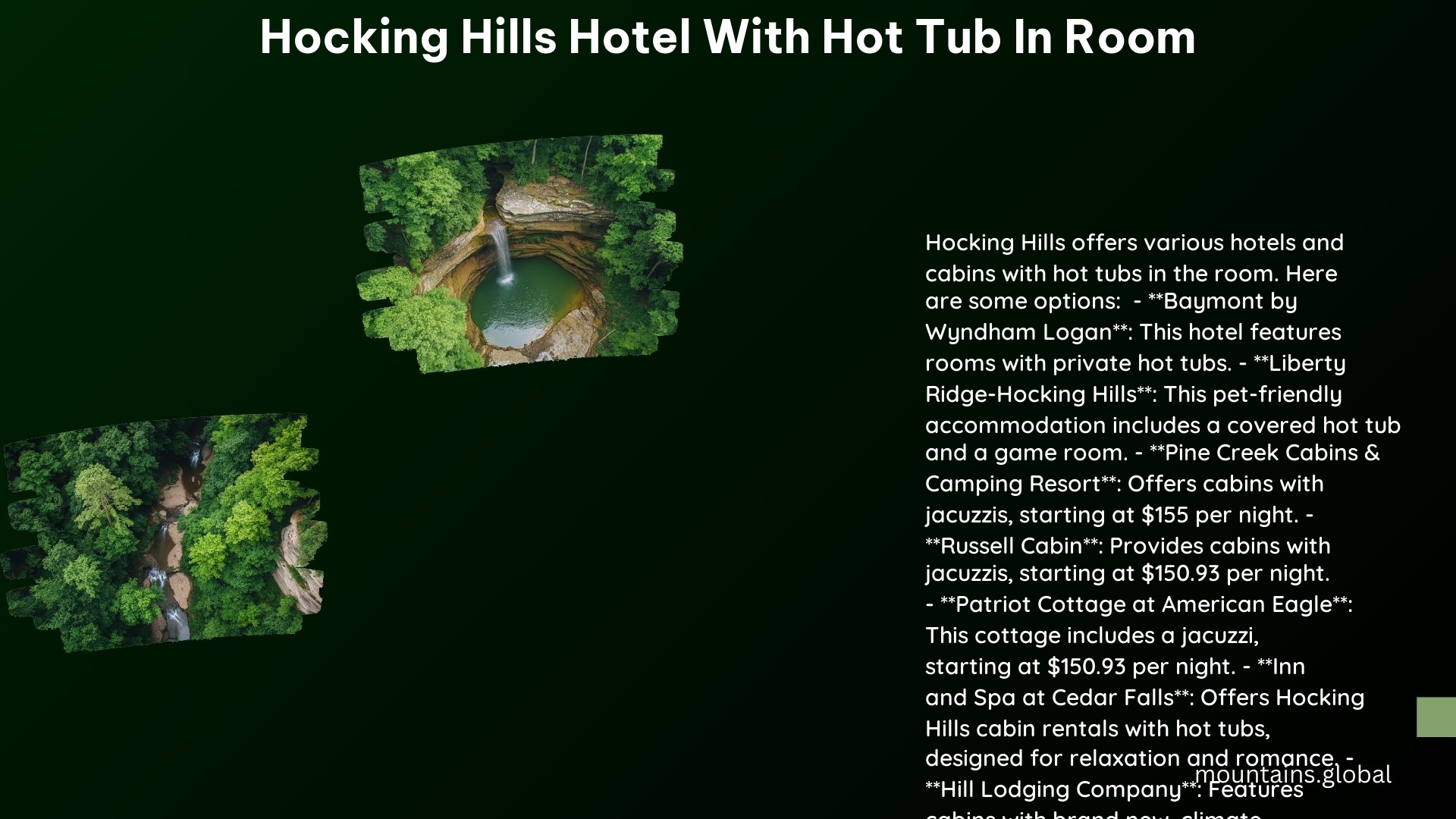 Hocking Hills Hotel With Hot Tub in Room