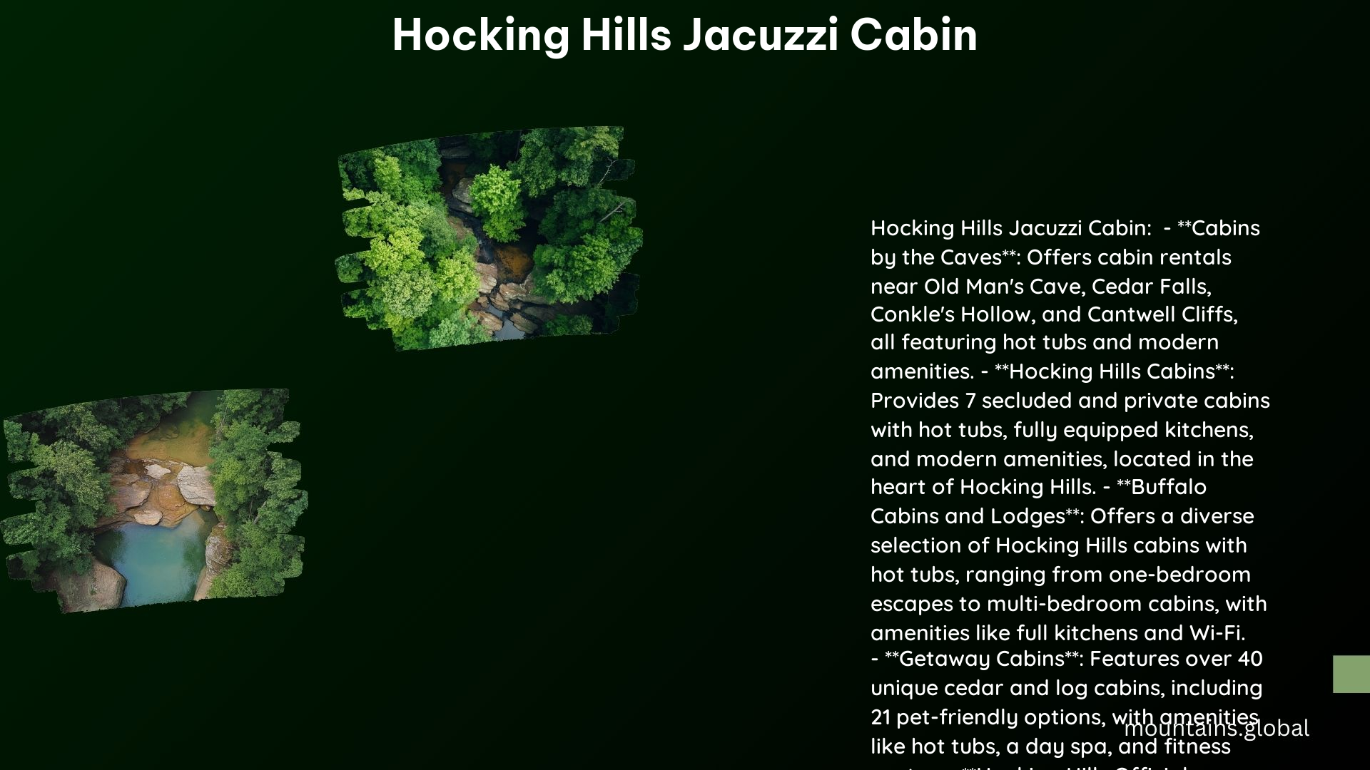 Hocking Hills Jacuzzi Cabin