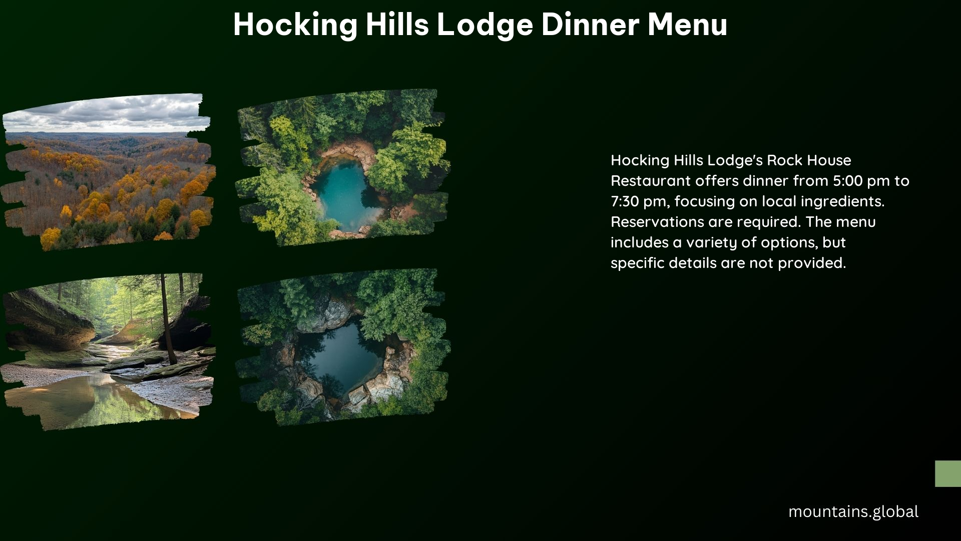 Hocking Hills Lodge Dinner Menu