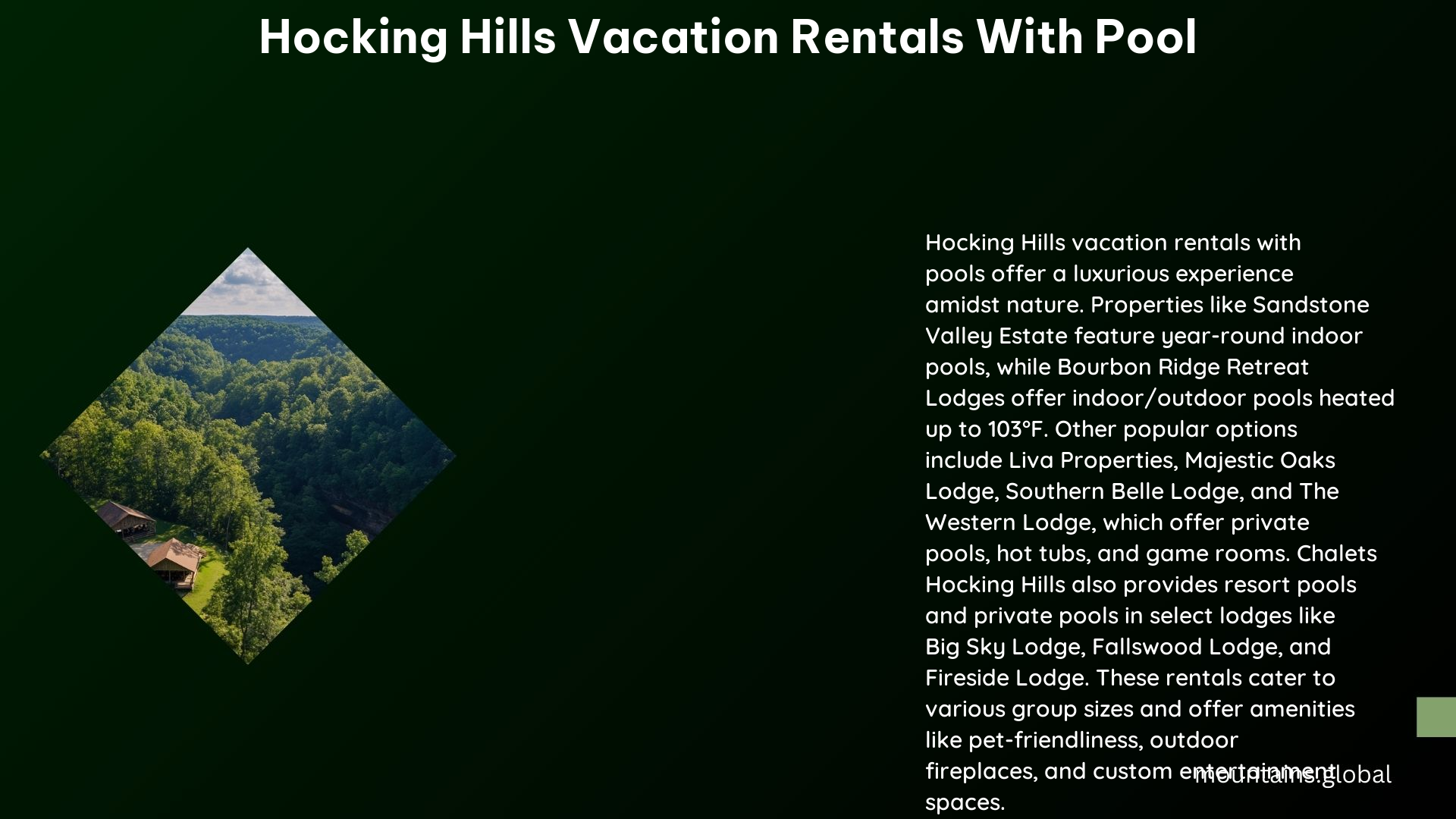 Hocking Hills Vacation Rentals With Pool