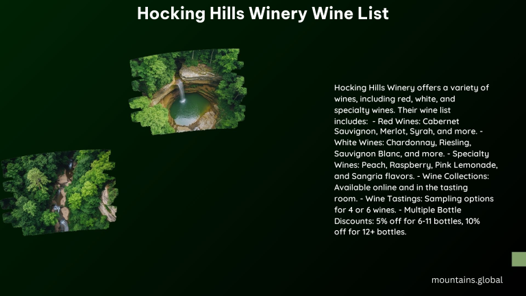 Hocking Hills Winery Wine List