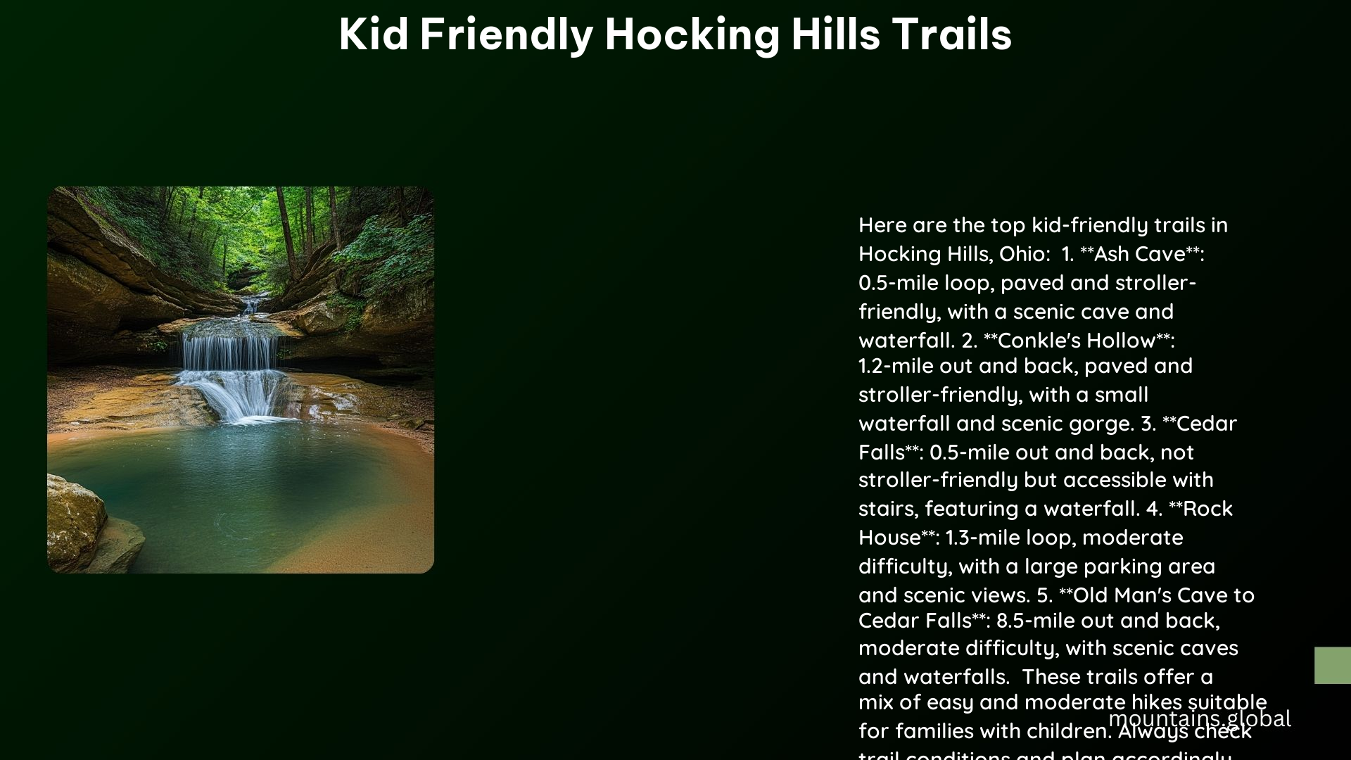 Kid Friendly Hocking Hills Trails