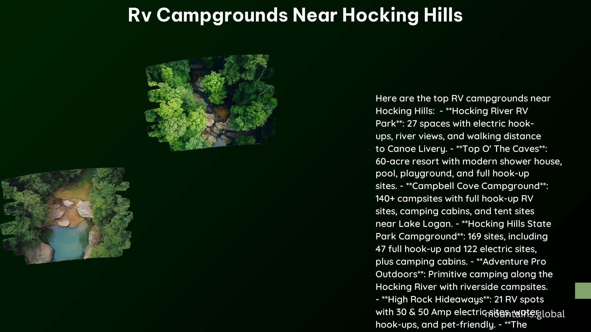 RV Campgrounds Near Hocking Hills