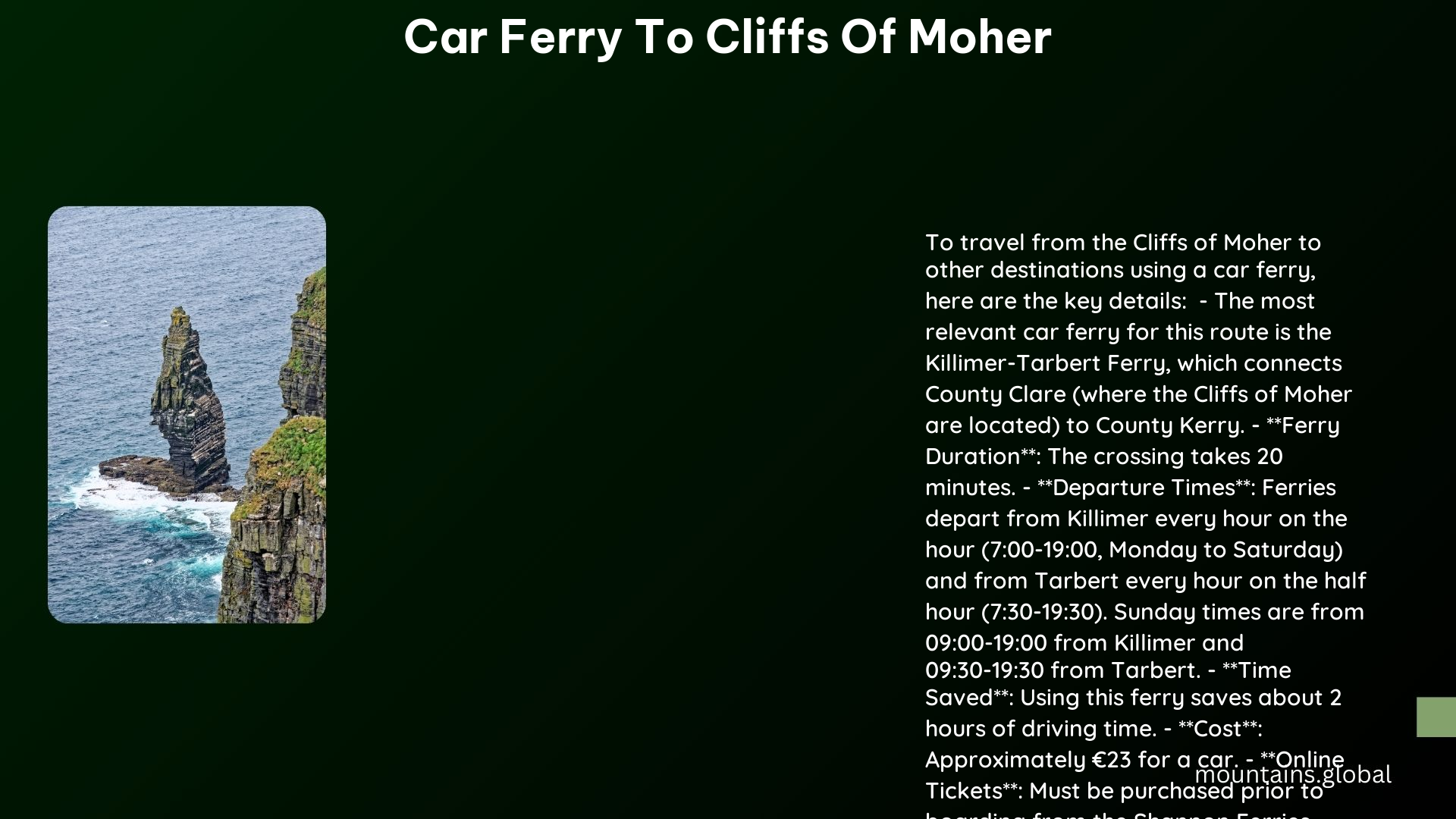 car ferry to cliffs of moher