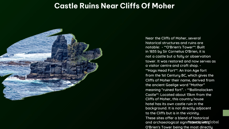 castle ruins near cliffs of moher