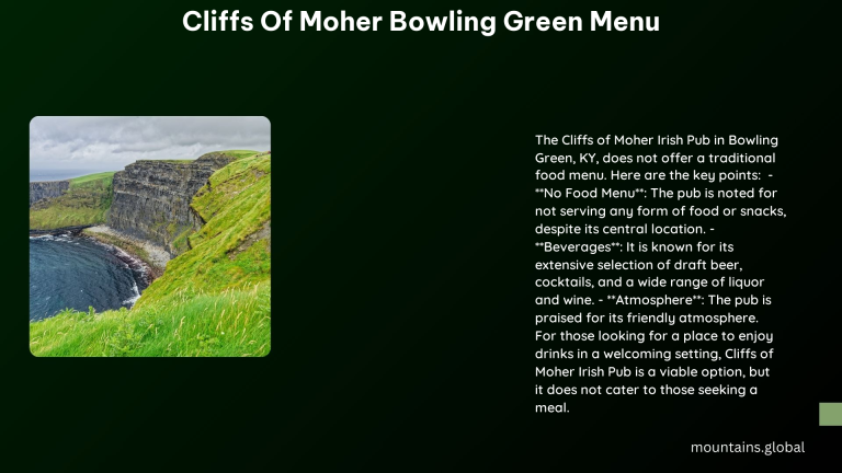 cliffs of moher bowling green menu