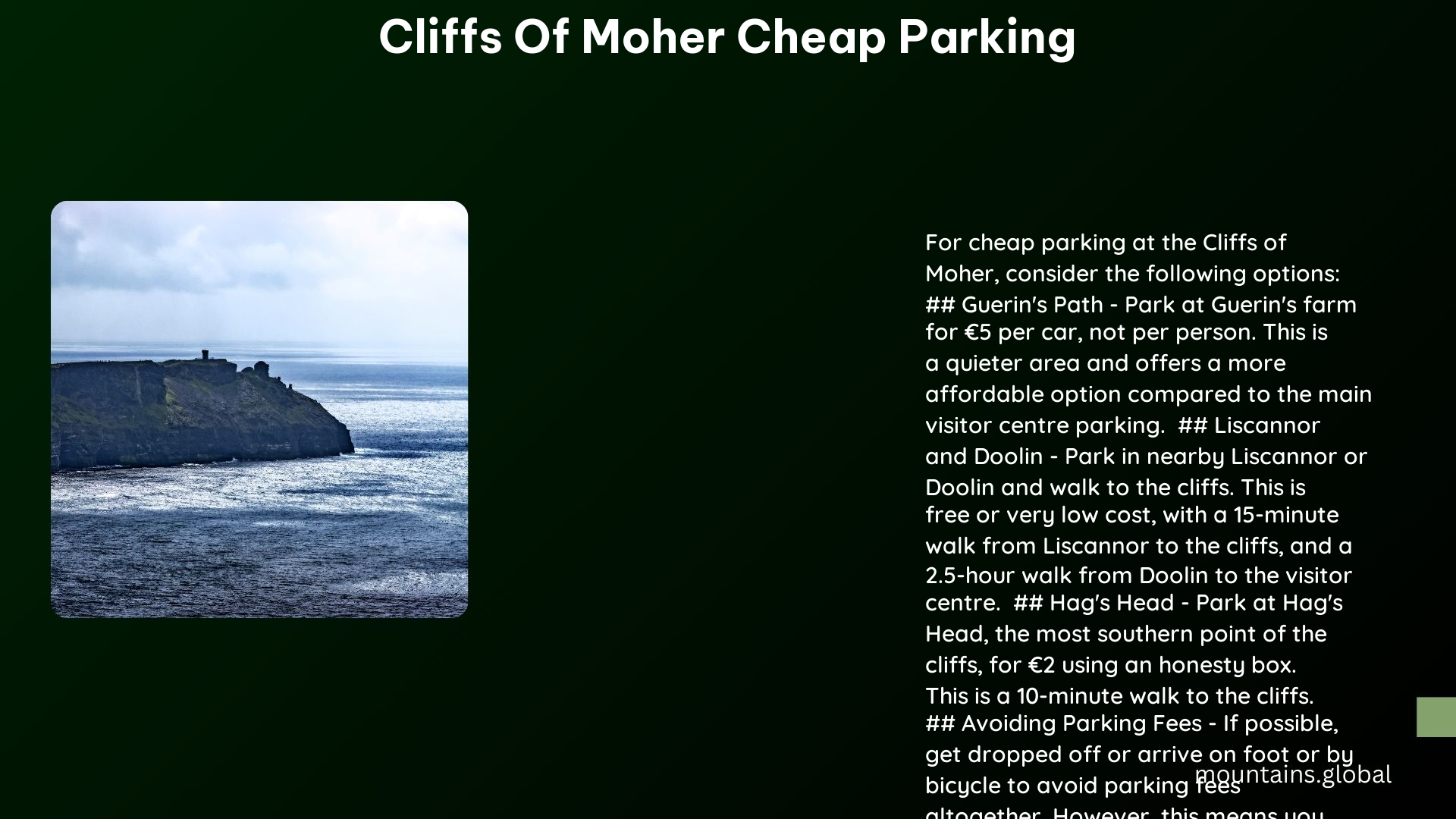 cliffs of moher cheap parking