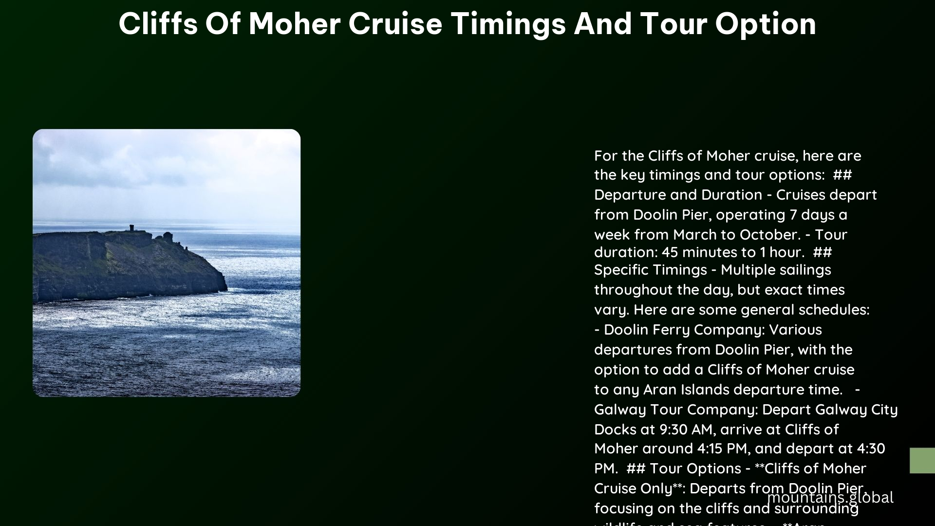 cliffs of moher cruise timings and Tour option