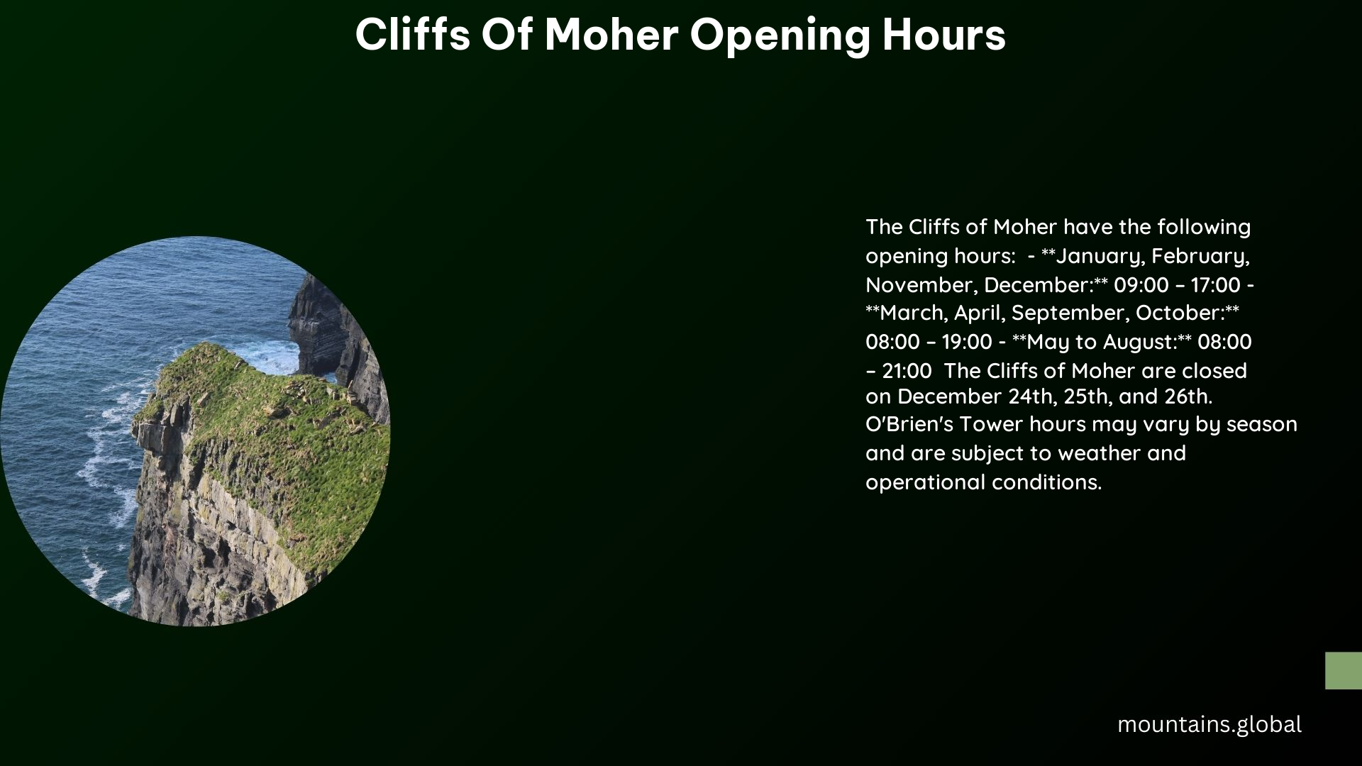 cliffs of moher opening hours