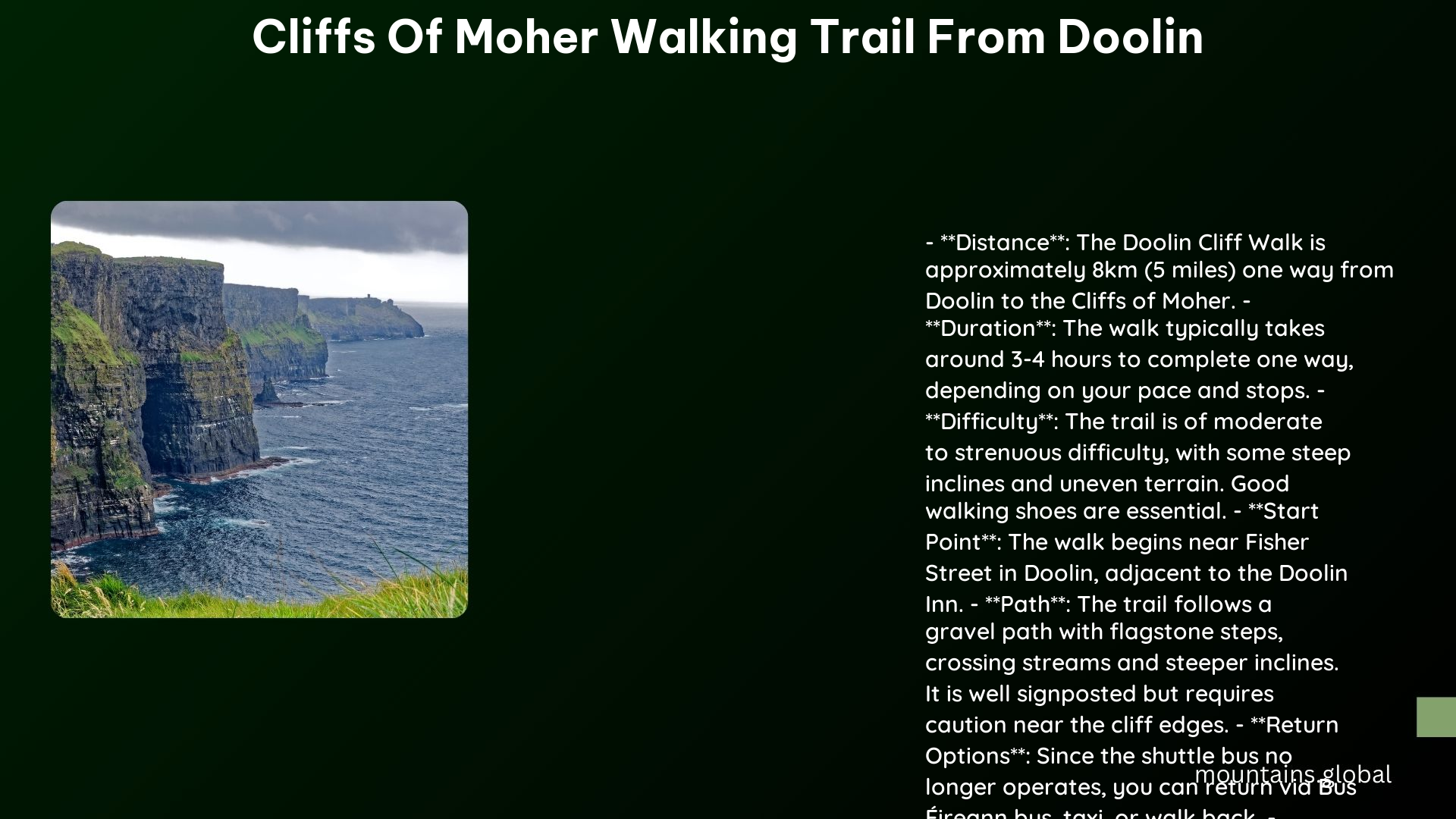 cliffs of moher walking trail from doolin