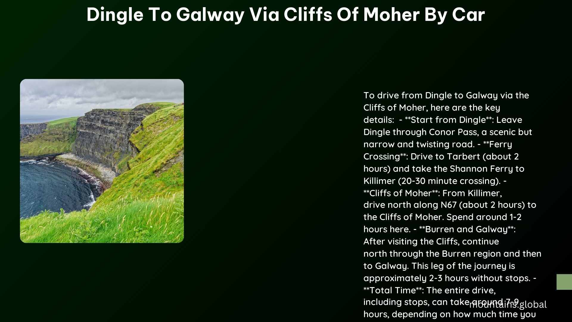 dingle to galway via cliffs of moher by car