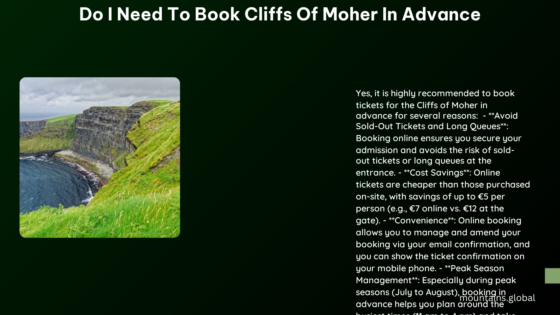 do i need to book cliffs of moher in advance