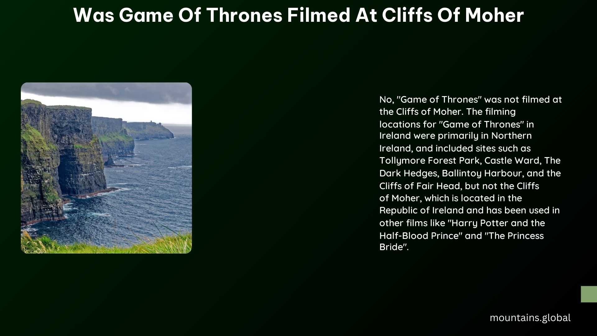 was game of thrones filmed at cliffs of moher